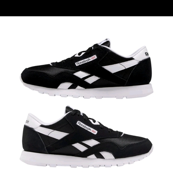 Reebok Kids Classic Nylon Sneakers - Black/Black White FV4441 - Picture 9 of 9